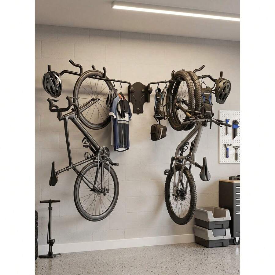 Black Bike Hanger, Wall Mount Bike Rack, Holds Up To 55 Lbs, Adjustable Hanging Shelf - Black 2pcs - View 1