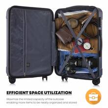 YONSLY 4-Piece Wheeled Suitcase Set With 360° Wheels, Combination Lock, Robust Double Zipper, Mesh Pocket, Soft Rubber Handle, 16/20/24/28 Inch Trolley Suitcase, Hard Shell Carry-On Luggage Set (4-Piece Set, S, M, L & XL) - 深藍 - 查看 6