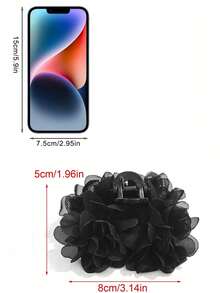 1个/3个纯色及花卉波西米亚风优雅复古玫瑰涤纶发夹，适合日常、派对和假日佩戴，四季皆宜，可作发饰、学生用品、秋季大学配饰、夏季海滩度假必备，女士发箍、发冠、发饰 - 黑色 - 查看 5