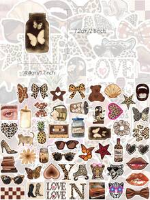 50pcs Fashion Leopard Print Creative Stickers DIY Guitar Luggage Refrigerator Water Cup Planner Supplies Decorative Laptop Personalization Stickers - Multicolor - View 3
