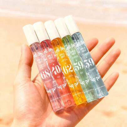 Set de 5/1 pieza de Spray de Fragancia Brasileña de 10ml, Caja de Regalo, que contiene notas de ciruela, vainilla, madera, sándalo, violeta, pistacho, caramelo salado, jazmín y talla grande, liberando una elegante fragancia floral amaderada, adecuada para interiores, exteriores, oficina, campamento, citas y otras ocasiones, un regalo ideal para Navidad y Año Nuevo