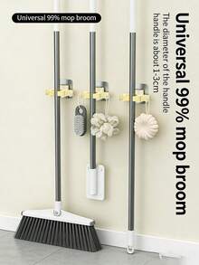 壁挂式拖把架，可悬挂拖把和扫帚，浴室入口必备收纳用品，无需钻孔！ - A - 查看 3