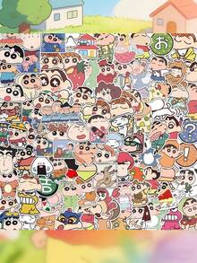 50张可爱有趣的迷你蜡笔小新贴纸 - 卡通自粘贴纸 | 适用于笔记本、手机、卡通爱好者的个性化用品 - 彩色 - 查看 1