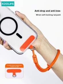1pc Koolife Woven Phone Lanyard, Short Style, Adjustable Buckle, 360° Rotatable Metal Hook, Anti-Lost Pad, Durable Wrist Strap Suitable For Phone, Keys And Daily Use - Multicolor - View 3