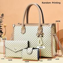 3pcs New Fashion Women Handbag Set, High-End Tote Bag, Large Capacity Shoulder Bag For Moms - Black - View 3