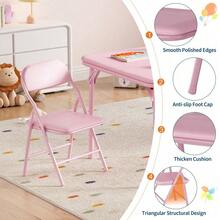 Set plegable para niños, Mesa y sillas tapizadas en PU suave, Estructura metálica resistente, Portátil y multifuncional para guarderías, aulas, comedor y manualidades. - 1+2 - Ver 4