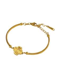 1件装时尚激光切割花朵弯曲钛钢手链，独特设计，优雅女士礼物 - 四鐳射花朵彎管手鍊 - 查看 5