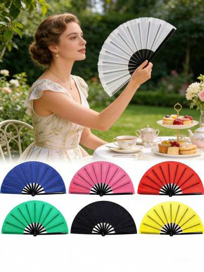 1个中国武术功夫扇太极舞扇塑料舞台表演折扇DIY涂鸦纯色扇拍照道具