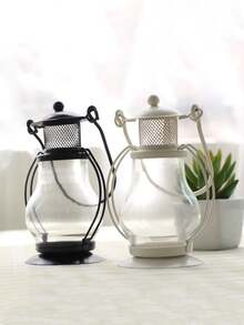 1pc Iron Candle Holder With Glass Cover, Small Horse Lamp Crafts, Creative Kerosene Lamp, Versatile Use - Multicolor - View 1