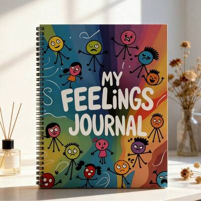 1pc My Feelings Journal.Spiral-Bound Emotion Tracking Notebook .Colorful Cartoon Emotion Character Design.Kids' Emotion Tracking & Expression Notebook.Guide Children To Identify, Process & Express Feelings.Boost Emotional Intelligence & Mental Wellness.Perfect Gift For Kids, Teens, Parents & Educators.