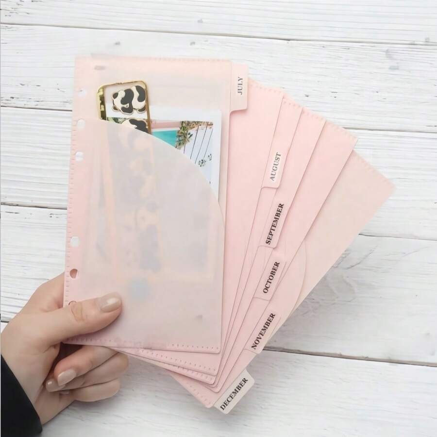 3pcs Double Pocket A6 Loose Leaf Binder Divider Bags, PP Divider Pages, Budget Book Accessories, Envelope Pouch, Cash Holder, Organizer, Back To School - Multicolor - View 1