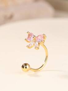 4 chiếc/1 chiếc Khuyên mũi hình bướm, sao, hoa và nơ đính đá CZ, khuyên mũi hở màu vàng, trọng lượng 20G, đầu bi xoay, trang sức xỏ lỗ mũi cho nữ - Vòng mũi - Xem 17