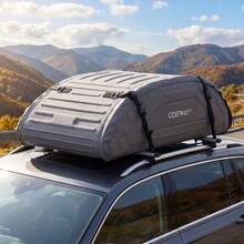 COSTWAY 400L Waterproof Car Roof Bag, Foldable Rooftop Cargo Carrier With 4 Reinforced Straps & Anti-Slip Bottom, Soft-Shell Car Top Storage Bag For All Cars With Or Without Rack, Grey - A - View 6