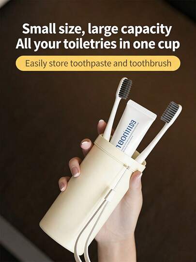 Hộp đựng bàn chải đánh răng du lịch đơn giản và tiện dụng, hộp đựng bàn chải đánh răng điện và kem đánh răng có nắp đậy, giá đỡ bàn chải và cốc nước súc miệng.