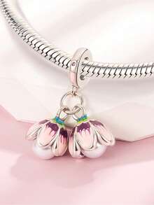 1pc Fashionable & Charming Valentine's Day Series Rotatable Multi-Color Cherry Blossom Bead Pendant, Creative Versatile Copper DIY Bracelet Necklace Gift For Lover - Multicolor - View 10