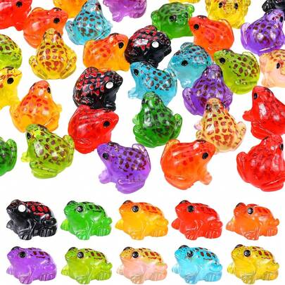 40pcs Mini Resin Frog, 10 Glow-In-The-Dark Colors, Moss Micro Landscape, Outdoor Farm Fairy Garden, Dollhouse, Aquarium DIY Decor, Office Desktop Computer Car Home Decoration, Funny Ornament