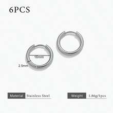6pcs 304 Stainless Steel 18K Gold-Plated Multi-Size Round Ear Cuff Earrings DIY Charm Jewelry Earring Making Accessories Women's Stainless Steel Jewellery Earring Components - Earrings - View 14