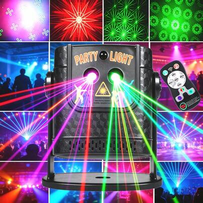 Đèn trang trí tiệc, đèn disco DJ, máy chiếu laser, cấp nguồn USB, điều khiển từ xa và kích hoạt bằng âm thanh, di động, thích hợp trang trí tiệc tại nhà, sân khấu biểu diễn, khiêu vũ, karaoke, họp mặt ngày lễ, đèn tạo không khí cắm trại.