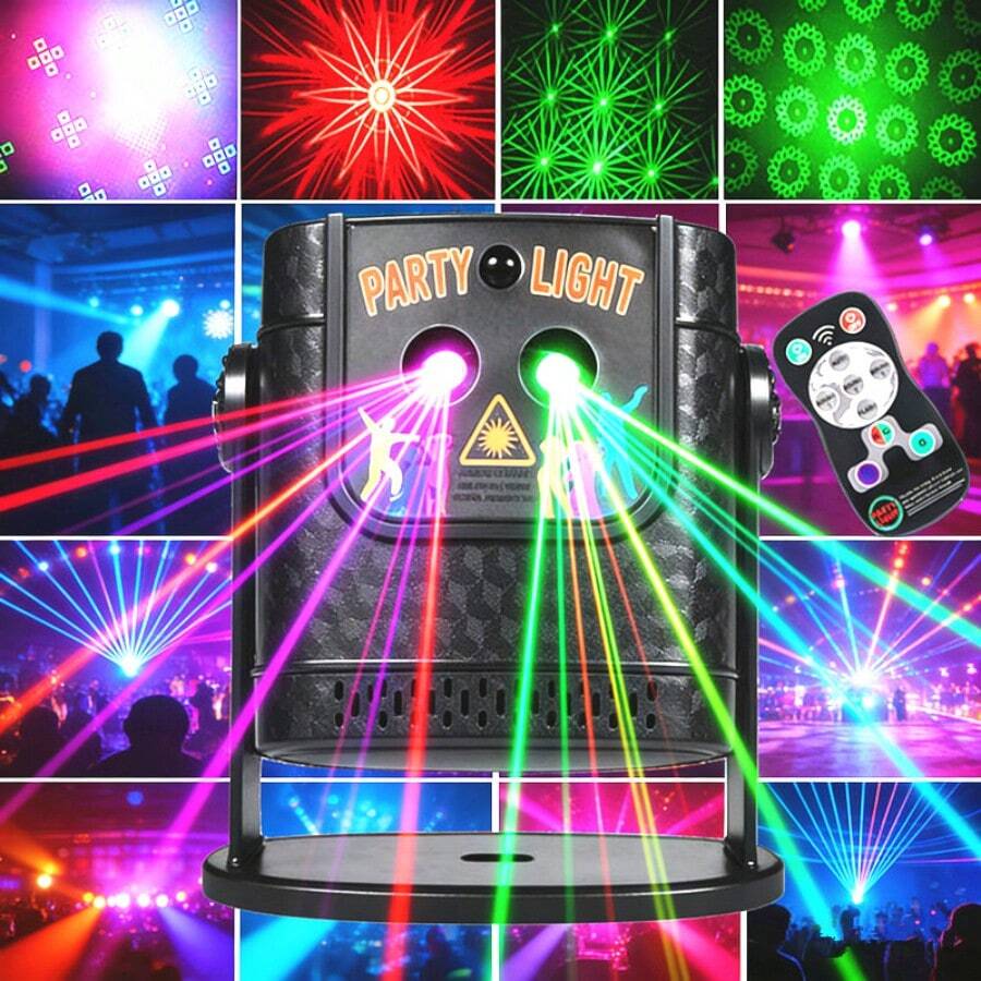 Party Lights, DJ Disco Lights, Laser Pattern Projector, USB Powered, Remote & Sound Activated Portable, Suitable For Home Party Decor, Stage Celebration, Dancing, Karaoke, Holiday Gathering, Camping Atmosphere Lights