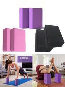 2 Soft Non-Slip Foam Yoga Blocks, Leg Stretching, Moderate Softness And Hardness, Frosted Non-Slip, Suitable For Pilates And Yoga. - Multicolor - View 4