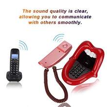 Sanpyl Teléfono novedoso Multifuncional Rojo Grande con Forma de Lengua teléfono Escritorio teléfono Antiguo teléfono Fijo decoración Antigua teléfono para Oficina en casa - Rojo - Ver 6