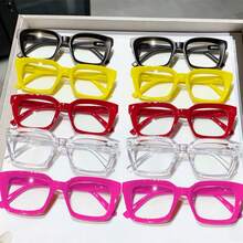 Simple Square Blue Light Glasses Set For Men And Women, Y2K Jelly Color Fashion Glasses, Dopamine Color / Multi-Color / Leopard Print / Textured Matte Black, Unisex Computer, Gaming, Reading Glasses, Women's Personalized Glasses, Plain Glasses, Suitable For All Seasons, Autumn And Winter Business Wear, Is A Stylish, Simple And Versatile Item, Very Suitable For Gifts Or Personal Use - Nhiều màu - Xem 16