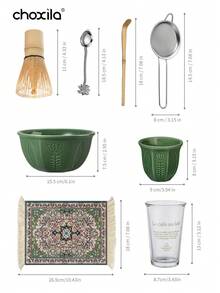 choxila 4/8pcs Pink/Green Matcha Set, Ceramic Bowl, Plastic Matcha Whisk, Matcha Accessories, Dishwasher , Easy To Clean - Green Set - View 11