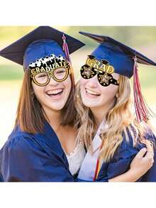 8pcs/Set Black & Gold Paper Glasses, Graduation Photo Props, Graduation Party Paper Glasses Decor, Graduation Ceremony Funny Glasses Decorations, Suitable For Party Decor And Home Decor - Multiple Styles - View 7