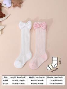 2双装女童蝴蝶网眼袜，薄款中筒袜，适合春夏季穿着 - 彩色 - 查看 2