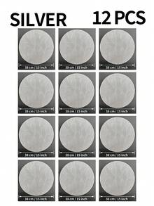 1 szt./4 szt./6 szt./8 szt. 15-calowe okrągłe złote podkładki z PVC – minimalistyczny styl, antypoślizgowe, odporne na ciepło, odpowiednie na stół jadalny, do kawiarni, wystroju wnętrz, na Walentynki, na wesele - Srebro - Zobacz 13