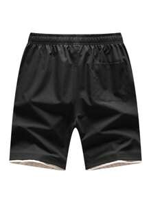 Quần short nam thời trang thường ngày, thiết kế dây rút ở eo, độ co giãn vừa phải, phù hợp cho kỳ nghỉ biển, thể thao ngoài trời và mặc hàng ngày. Màu đen. - màu đen - Xem 6