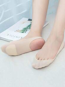 1/5/10双装女士夏季硅胶防滑高跟鞋袜，冰丝薄款半掌吊带船袜 - 彩色 - 查看 7