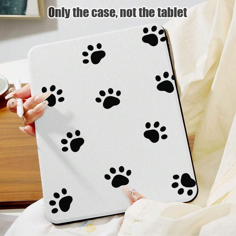 1pc Dog Paw Pattern PU Leather Flip Cover Case With 360 Degree Rotating Stand And Pen Slot, Auto Sleep/Wake Function, Compatible With Samsung A9/A9+/S9/S9FE/A11/A11+/S11/S10 FE/S10 FE+/S10 Lite And Other Popular Models, Also Fits Air 5/6, Honor, Great Gift For Back To School, Valentine's Day, Holidays - Multicolor - View 1
