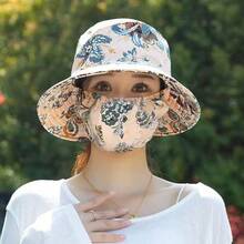 夏季新款宽檐遮阳帽一体式女士遮阳帽 - 防护帽 - 透气 - 优雅户外帽，适合骑行、钓鱼和露营 - 遮阳 - 彩色 - 查看 7