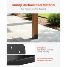 6x6 Post Base 2 Pcs, Inner Size 5.9x5.55 Inch / 150x141 Mm Post Brackets, Heavy Duty Carbon Steel Decking Posts, Wood Posts Brackets For Pavilion Deck Railing Support Deck Base Plate, Black - Half Wrap, Carbon Steel, 2 Pcs, 6*6 Inch - View 3