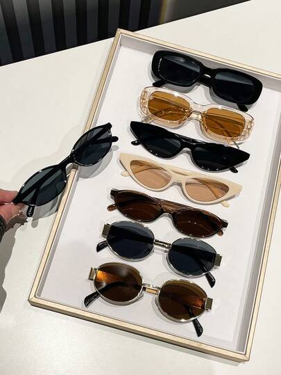 8 Stück lässiger PC (Polycarbonat) Kombinationsrahmen, modischer Y2K-Stil für Frauen, , geeignet für Strand, Reisen, Partys, Geschenke, tägliches Outfit