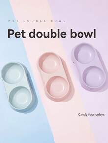 1pc Pack Plastic Pet Bowls For Dogs, Cats, Small Dogs And Kittens – Non-Slip Double Bowl Design, Durable And Splash-Proof Food And Water Containers - 1L - View 3