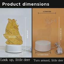 1pc Beautiful 3D Deer Night Light, USB Powered, Warm Glow, Creative Desktop Decor Lamp, Room Decoration Night Light, Mini Gift Light - Yellow - View 3