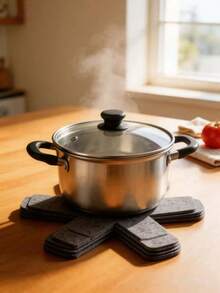 6pcs Felt Coasters, Non-Slip Heat Insulation Pads For Bowls, Plates And Cookware - Multicolor - View 3