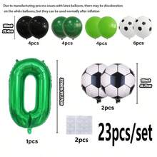 23pcs Football Themed Birthday Party Decoration Set, 32-Inch Green Number Balloons, Foil Balloon Kit For Anniversary Celebration, Match Day Party Decor, No Power Required - Multicolor - View 4