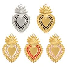 1/2/3/5个可爱时尚简约304不锈钢电镀金/银心形吊坠，适合DIY珠宝制作项链、手链、耳环 - 愛心 - 查看 3