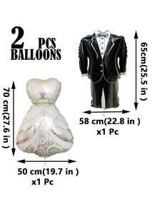 MECRLA 2pcs Wedding Dress Balloon Set, Suitable For Wedding Decorations, Wedding Items, Bridal Shower Gifts, Proposal Party Decor, Wedding Photo Backdrop - Multicolor - View 4