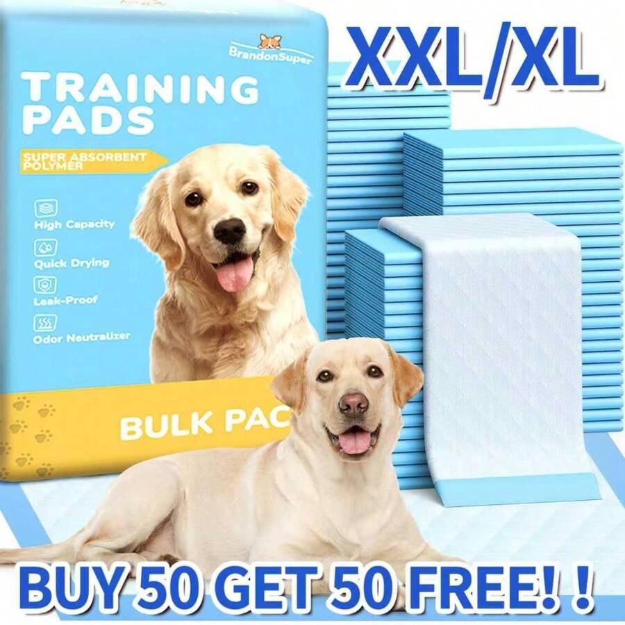 Buy 50 Get 50 Free Thickened High Quality Super Absorbent Dog Pee Pads - XL/XXL Large Dog Bed Pads, Leakproof & Odor Control, Quick-Dry Durable Pads For Medium & Large Dogs, Disposable Pet Urine Mats With Easy Cleanup, Indoor/Outdoor Use, Camping - XXL 買 50 送 50 - 查看 1