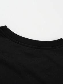 Men's Solid Color Low Elasticity Minimalist Summer Versatile Lightweight Loose Breathable Short Sleeve T-Shirt, Sports Tops - Black - View 8