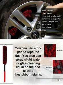 Car Wheel Cleaning Brush With Soft Bristles, Long Handle, Perfect For Inner Rim Cleaning And Tire Washing, Car Beauty Tool - Wine Red 1pcs - View 4