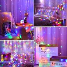 1 Set USB Powered LED Curtain Lights With Remote Control, 8 Lighting Modes, Fairy String Lights For Birthday, Room, Bedroom, Wall, Wedding, Party, Halloween, Christmas Holiday Decoration - USB插頭窗簾燈 - 查看 11