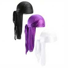 3 Packs Durag Set – Black, White, Navy – Hip Hop Pirate Hat For Hair Care & Fashion,Summer,Beach,Holiday - BB3pcs4801 - View 19