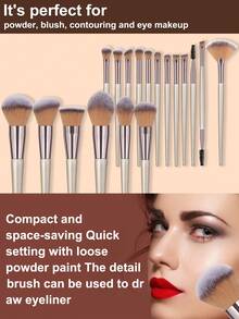 18pcs Daily Travel Portable Makeup Brush Set - Multicolor - View 3