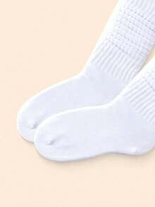 1 Pair Women's White Fashionable Slouch Socks, Suitable For Daily Wear - White - View 3