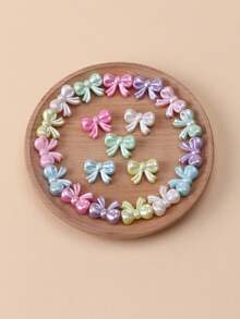 20pcs/Pack Random Color,Simple & Fashionable Abs Bowknot Beads With Horizontal Hole For Diy Jewelry Making,Good For Bracelet, Necklace, Pendant Valentines - Multicolor - View 5
